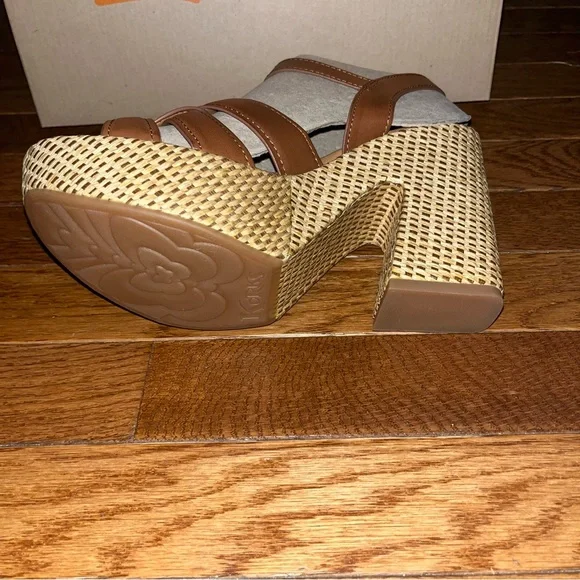 KORKS Dee Wedge Wrapped Platform Brown Faux Leather Straps Women’s Size 8 - Picture 12 of 14
